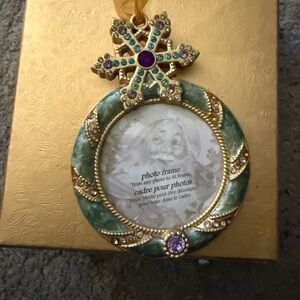 Elegant Gold and Green Photo Frame- Christmas ornament